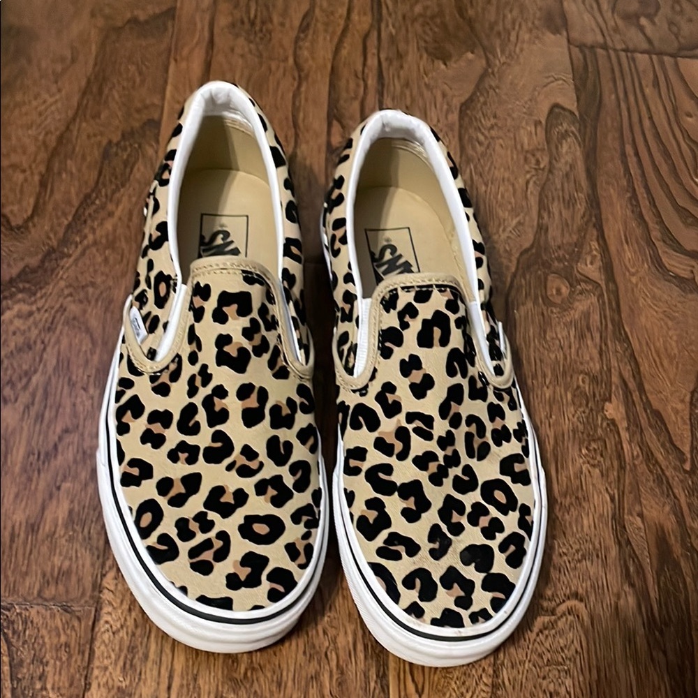 Vans Black and Tan Leopard Print Sneakers